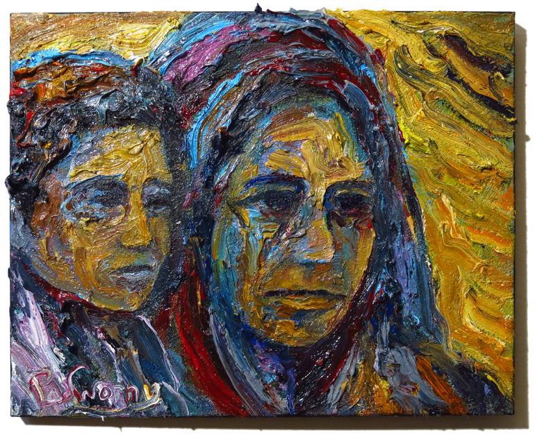 x104 - OIL Painting of two people Abstract Expressionism-Two Friends ...