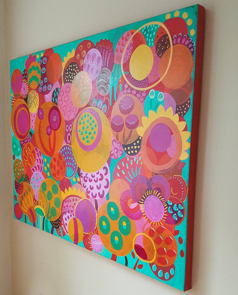 Original Abstract Floral Painting by Flo de Bretagne