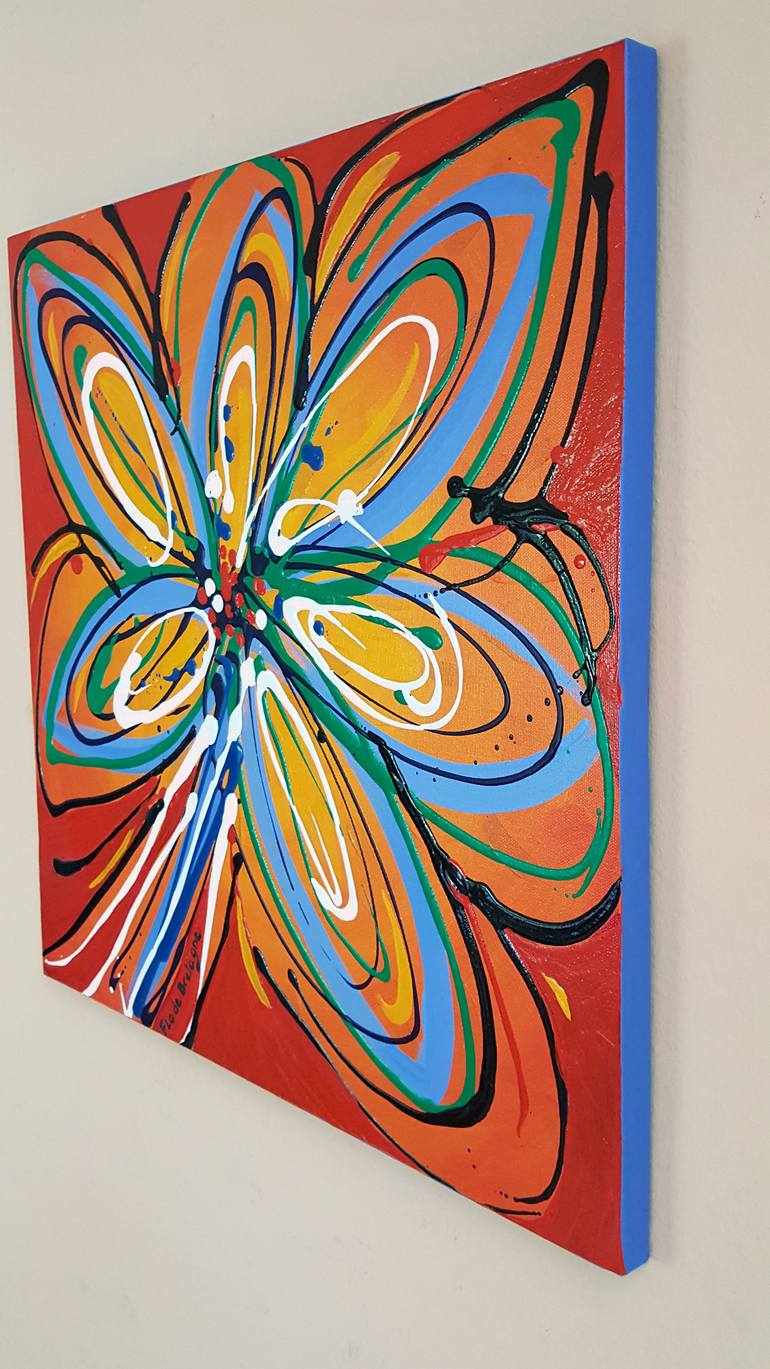 Original Abstract Floral Painting by Flo De Bretagne