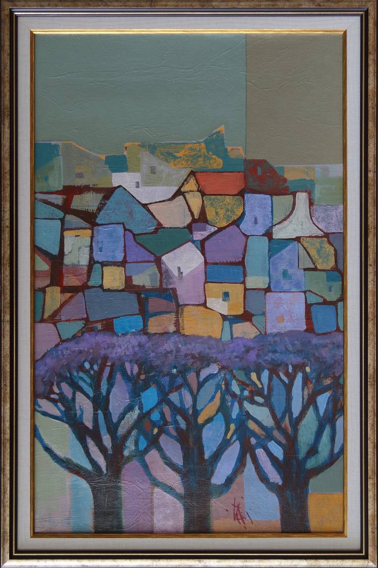 Original Cubism Landscape Painting by Georgi Demirev