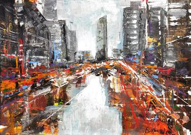 Original Abstract Expressionism Architecture Paintings by Valentin Hristov