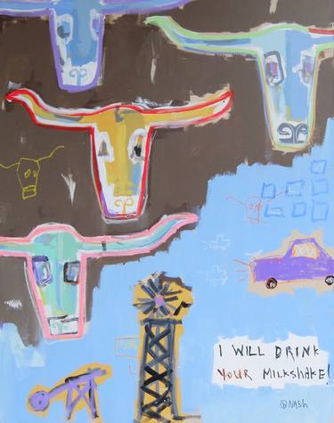 Print of Folk Cows Paintings by Brian Nash