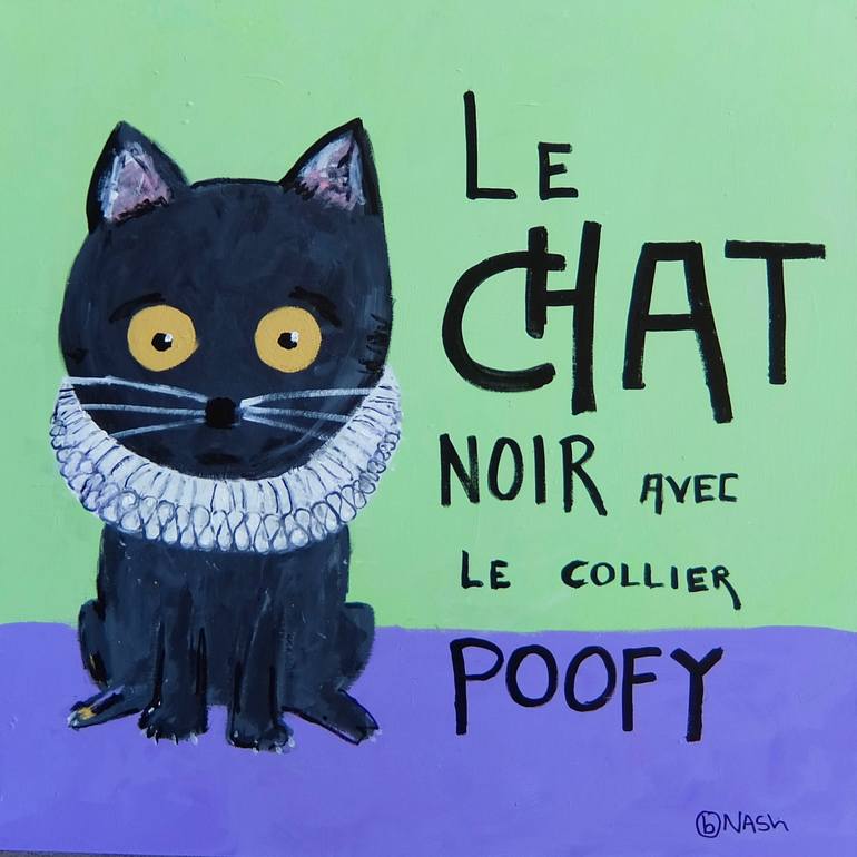 Le Chat Noir Avec Le Collier Poofy Painting By Brian Nash Saatchi Art