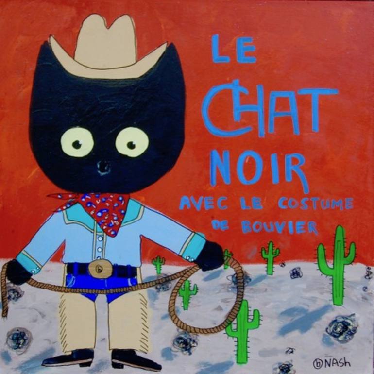 Le Chat Noir Cowboy Painting By Brian Nash Saatchi Art