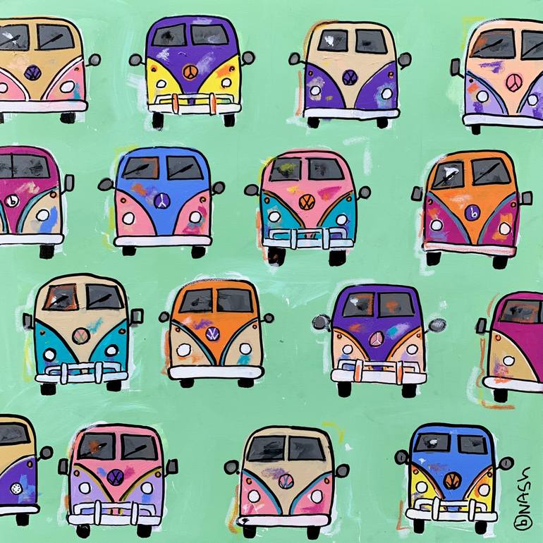 VW Buses Painting by Brian Nash | Saatchi Art