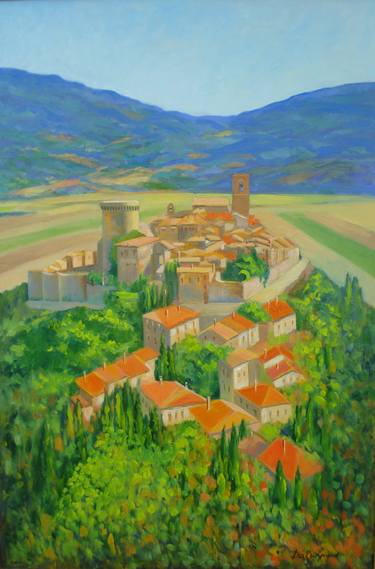 Gualdo Cattaneo walled hilltop village Umbria Italy thumb