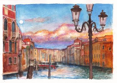 Sunset on the Grand Canal in Venice thumb