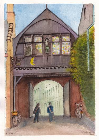 Historic Wooden Gateway in Bruges (Brugge), Belgium thumb