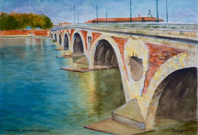 Pont Neuf sur la Garonne, Toulouse, France Painting by Dai Wynn