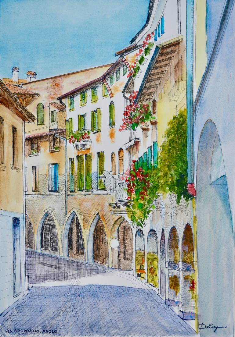 Via Browning Asolo Treviso Italia Painting by Dai Wynn Saatchi Art