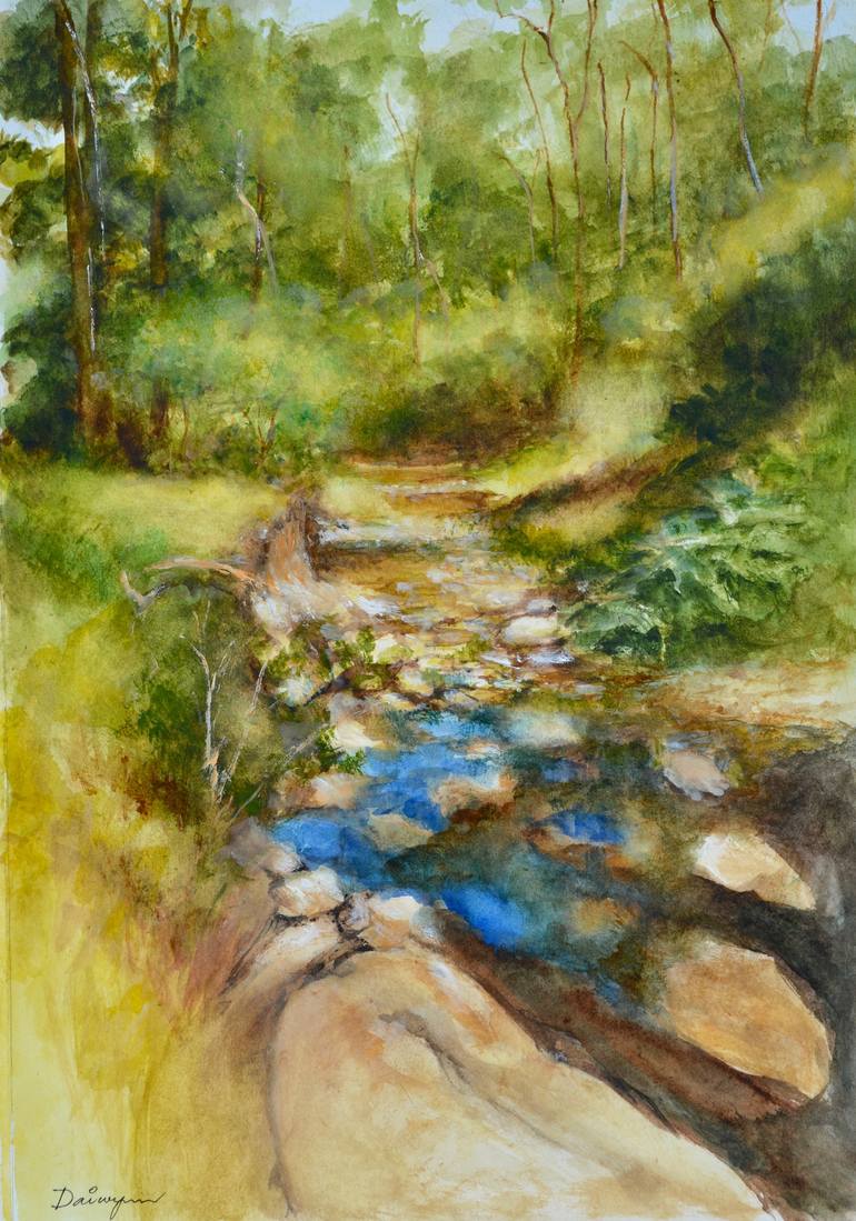 Mullum Mullum Creek Rocks Painting by Dai Wynn | Saatchi Art