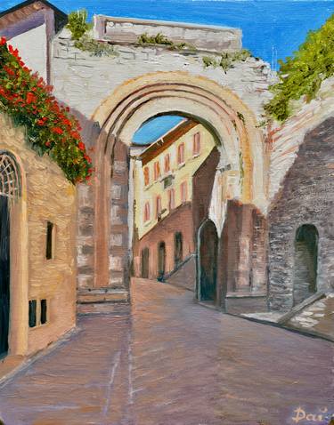 Stone Archway in Assisi, Perugia, Italy thumb
