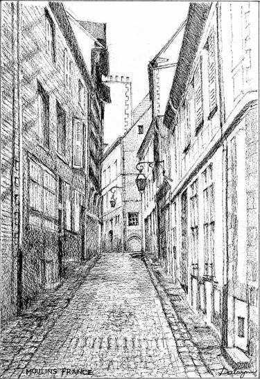 Cobbled Alley In Moulins France Drawing By Dai Wynn Saatchi Art