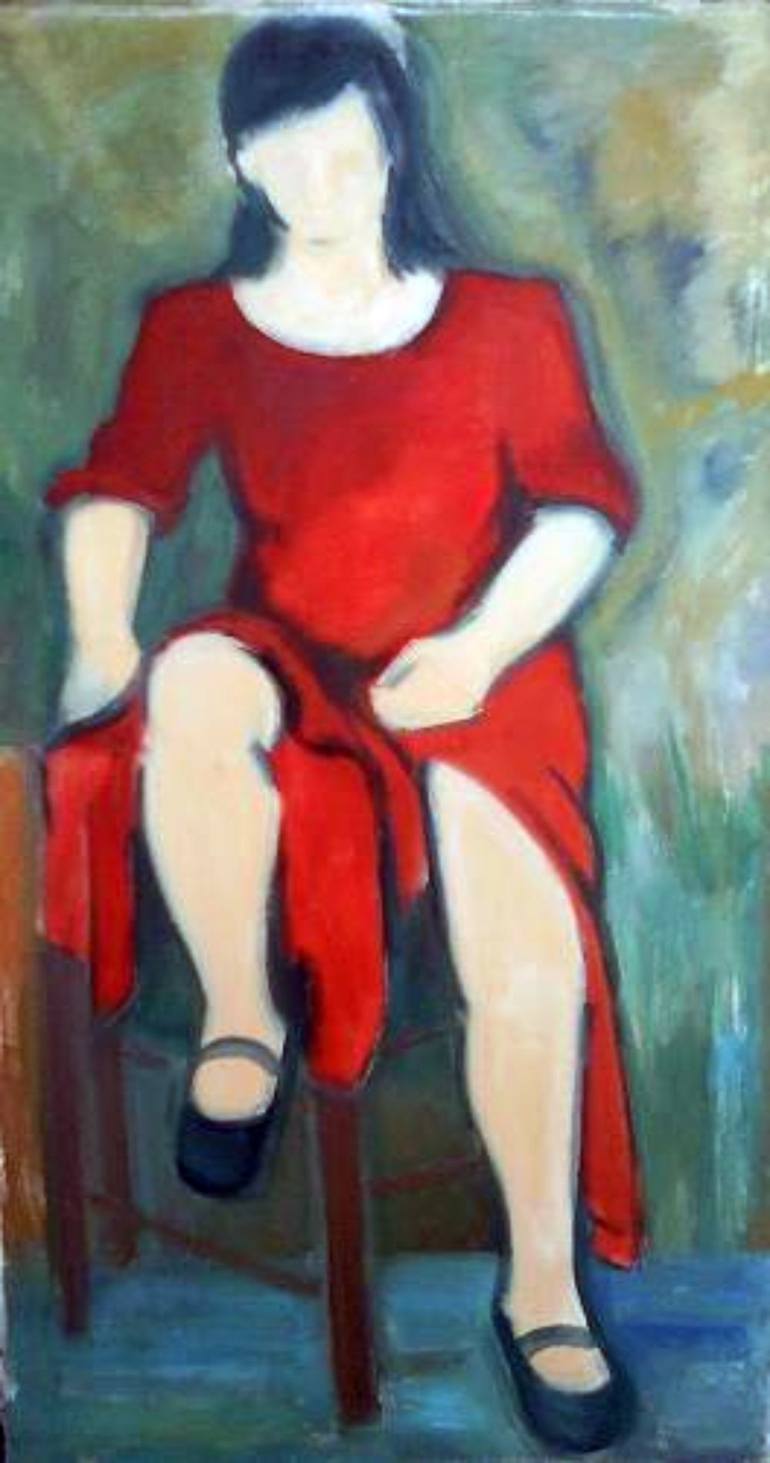 Woman in red Painting by Alexandra Hagianu Saatchi Art