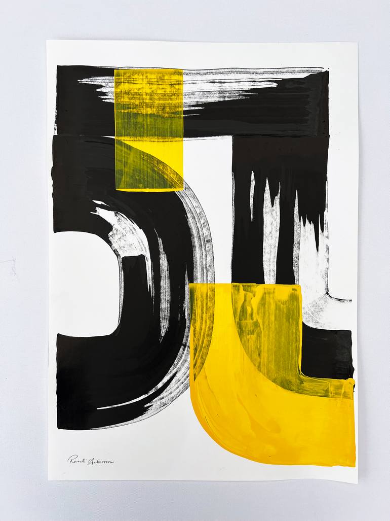 Original Abstract Expressionism Calligraphy Drawing by Randi Antonsen