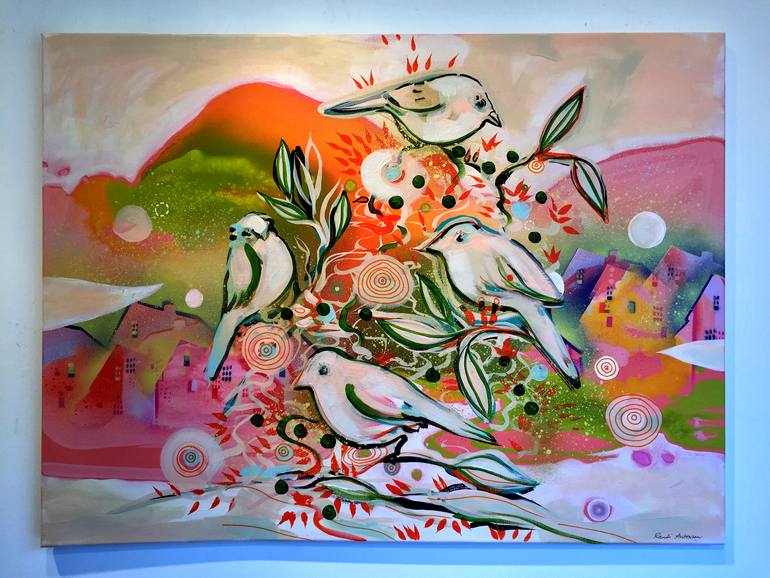 Original Abstract Floral Painting by Randi Antonsen