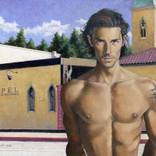 THE ACOLYTE, male nude, oil on cradled panel by Kent Neffendorf