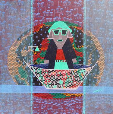 Original Abstract Expressionism Abstract Painting by Lakhan Singh Jat