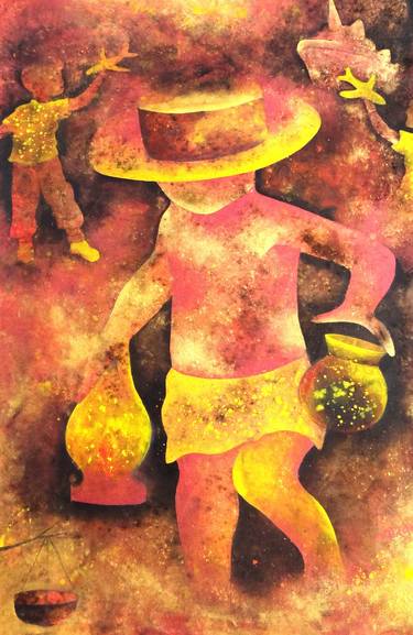 Print of Abstract Children Paintings by Lakhan Singh Jat