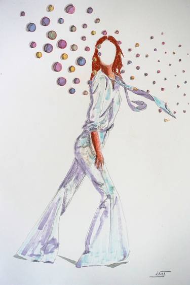 Original Abstract Expressionism Fashion Drawings by Isabelle Joubert