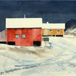 Red Barn and Yellow Hous by Borgny Ostensen