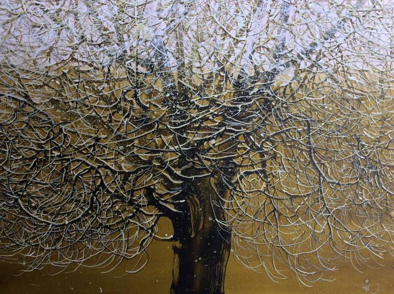 Original Art Deco Tree Painting by Yulia Luchkina