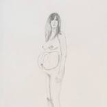 Swan 1: Pregnant woman with swan (after Joseph Beuys) by Abbi Torrance