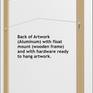Back of Artwork with a float mount (wooden frame) and with hardware ready to hang artwork