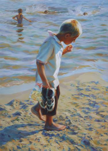 Print of Realism Beach Paintings by Victoria Radionova