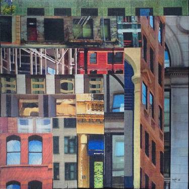 Original Abstract Architecture Collage by Marilyn Henrion