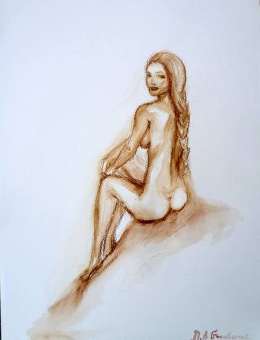 Original Impressionism Nude Drawings by Nataliya A Goncharuk