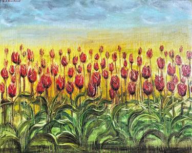 A tulip field thumb