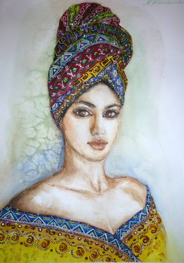 Original Folk Women Paintings by Nataliya A Goncharuk
