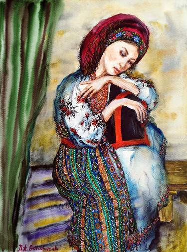 Original Folk Women Paintings by Nataliya A Goncharuk