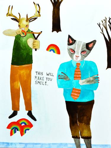 Print of Folk Cats Paintings by Kelly Puissegur