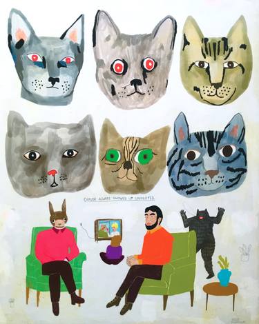 Original Fine Art Cats Paintings by Kelly Puissegur
