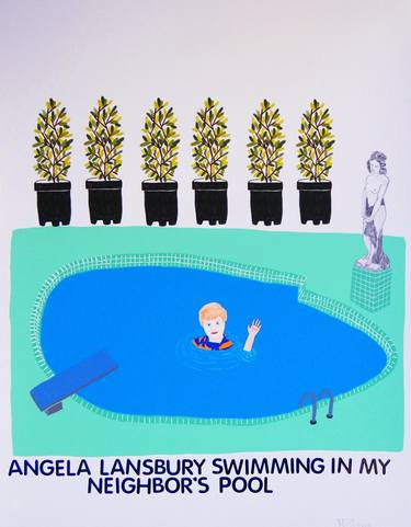 Saatchi Art Artist Kelly Puissegur; Painting, “Angela Lansbury Swimming in my Neighbor’s Pool” #art