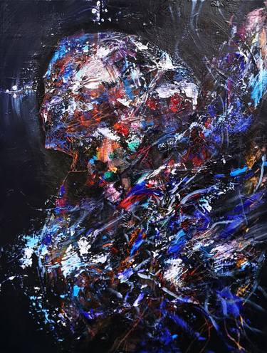 Metaphysical dark blue abstract angel by OVIDIU KLOSKA thumb