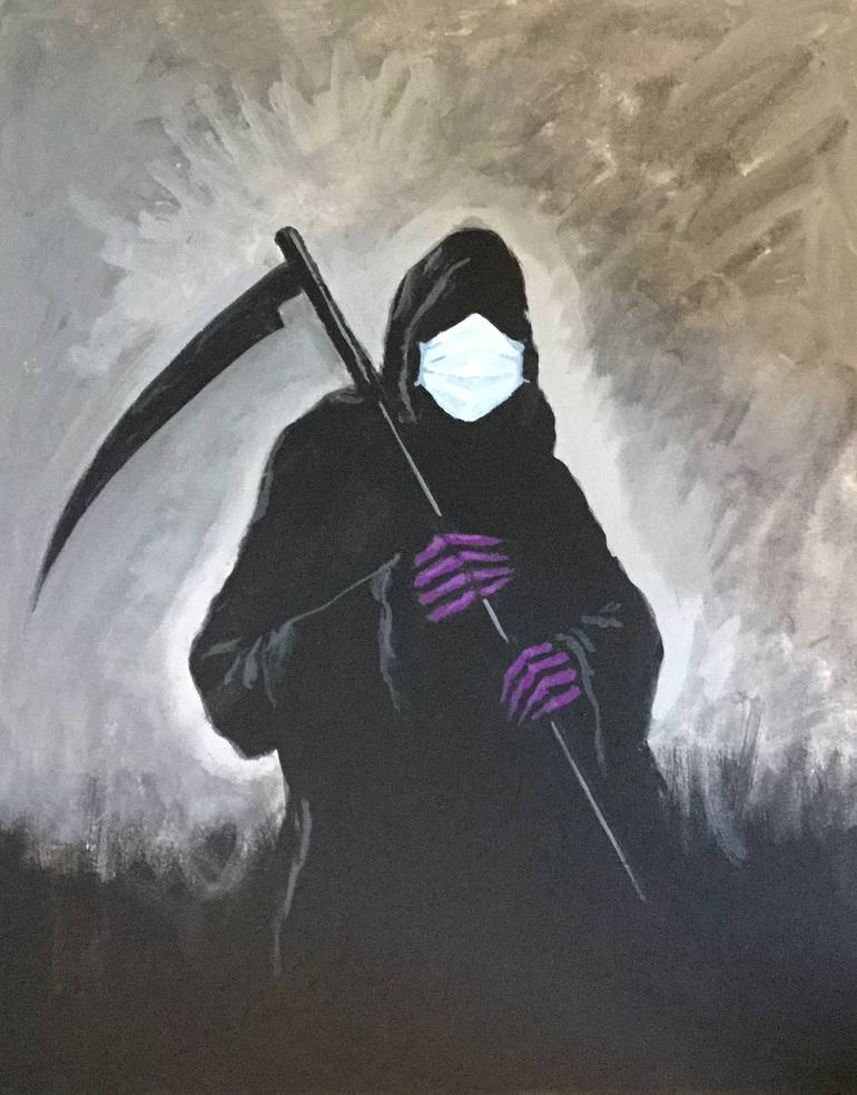 Grim Reaper being careful Painting by raymond pena