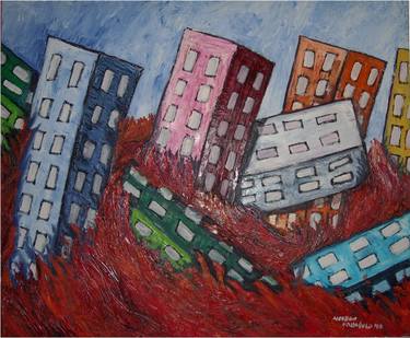 Original Abstract Expressionism Cities Paintings by Alfredo Pauciulo