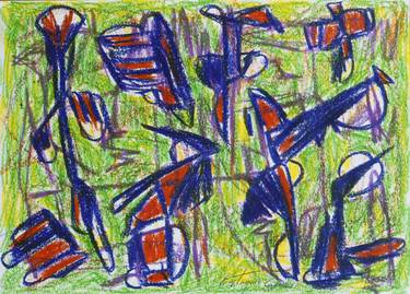 Original Abstract Expressionism Abstract Drawings by Eustaquio Carrasco