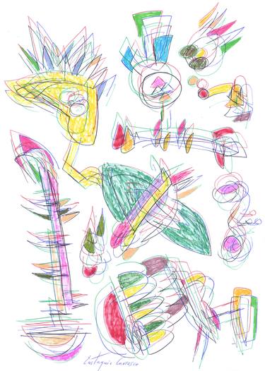 Original Abstract Expressionism Abstract Drawings by Eustaquio Carrasco