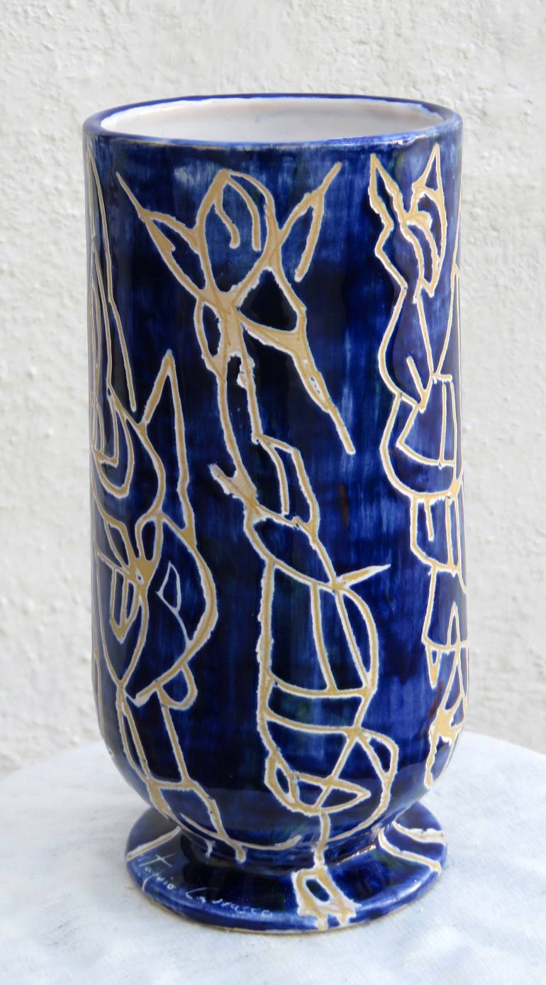 Elongated glass cobalt blue - Print