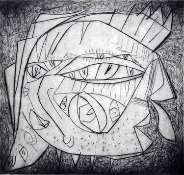 Original Expressionism Portrait Printmaking by Eustaquio Carrasco