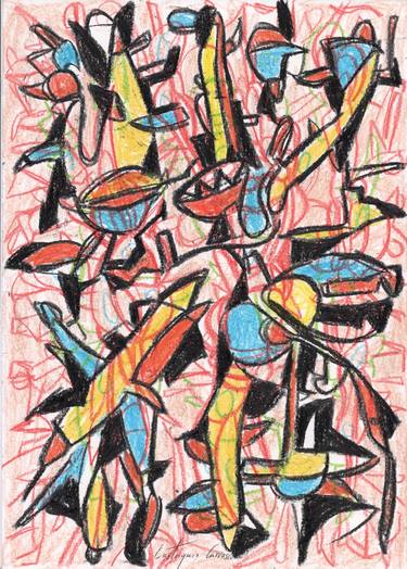 Original Abstract Expressionism Abstract Drawings by Eustaquio Carrasco