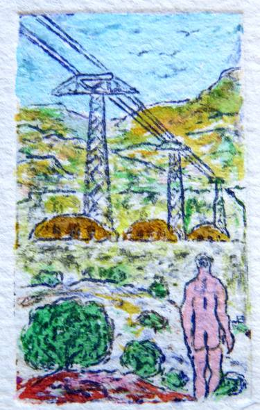 Man in a landscape with power lines - Limited Edition 2 of 25 thumb