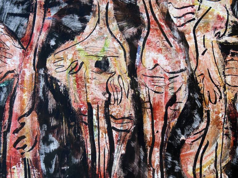 Original Expressionism People Painting by Eustaquio Carrasco