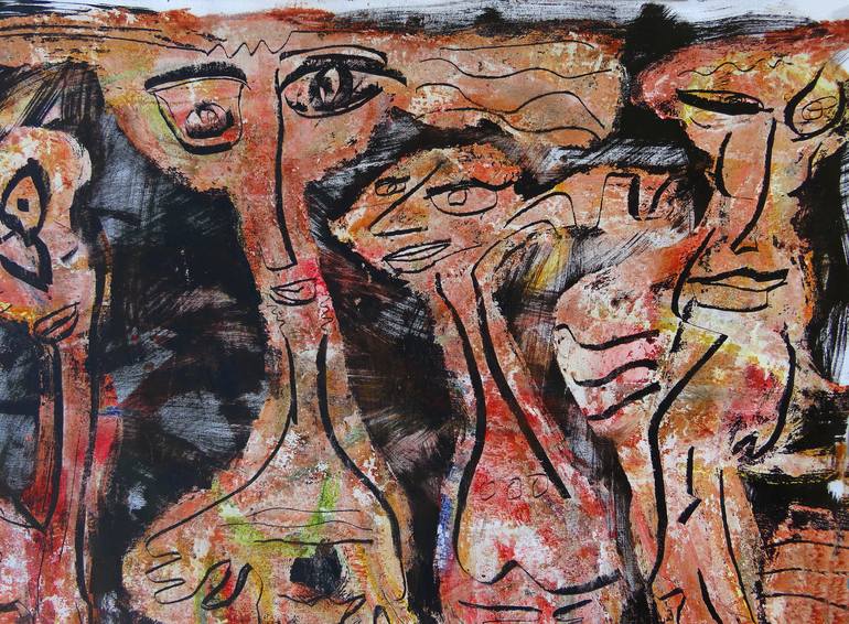 Original Expressionism People Painting by Eustaquio Carrasco