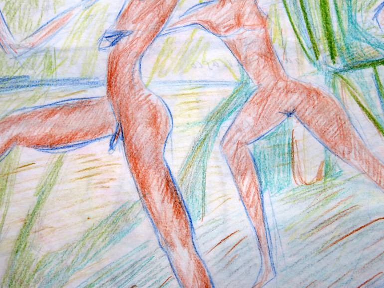 Original Expressionism Nude Drawing by Eustaquio Carrasco