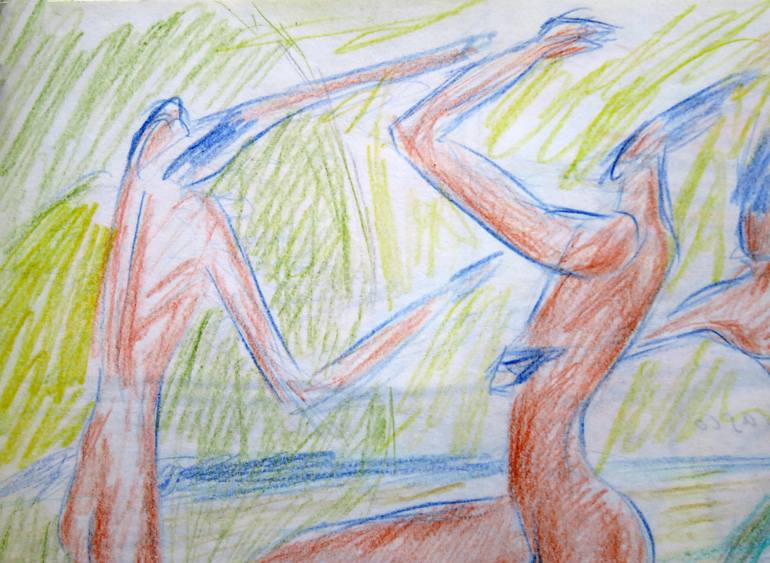 Original Expressionism Nude Drawing by Eustaquio Carrasco